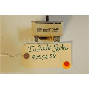 KITCHENAID STOVE 9750638  Infinite Switch (1500w - Rr)   5.2-6.6a    used part