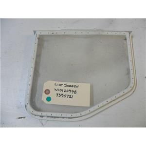 WHIRLPOOL DRYER W10120998 3390721 LINT SCREEN USED PART ASSEMBLY