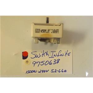 KITCHEN AID STOVE 9750638  Switch Infinite 1500w  240v  5.2-6.6a USED PART