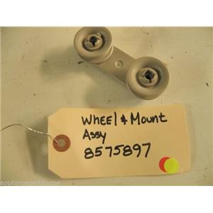 WHIRLPOOL DISHWASHER 8575897 WHEEL & MOUNT USED PART ASSEMBLY