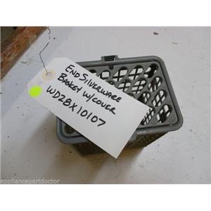 GE DISHWASHER WD28X10107 END SILVERWARE BASKET W/ COVER USED PART ASSEMBLY