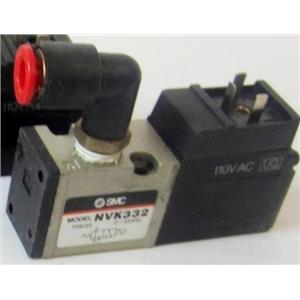 SMC NVK332 AIR PNEUMATIC SOLENOID VALVE, WITH 110VAC SOLENOID, WITH PICTURED FI