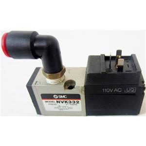 SMC NVK332 AIR PNEUMATIC SOLENOID VALVE, WITH 110VAC SOLENOID, INCLUDES QUICK C