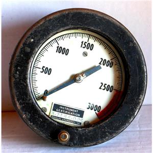 DOUGLAS AIRCRAFT 5-68 Gauge 0-3000 PSI Indicator 6 1/8" Overall Diameter