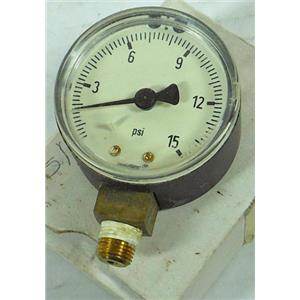 DURO-UNITED 15-400FG-OIL-0/15 PRESSURE GAUGE LOWER MOUNT LM 0-15PSI