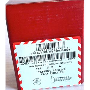 PFC BRAND #12 X 2" A TAPPING SCREWS FLAT PHILLIPS, 00601-1224-401, 100 COUNT, NE