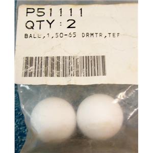 *LOT OF 2* WALLACE AND TIERNAN P51111 TEFLON BALL, 1" 50-65 DIAMETER, FOR CHLOR