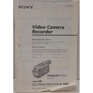 SONY INSTRUCTION MANUAL FOR CCD-TRV82 CAMCORDER VIDEO CAMERA
