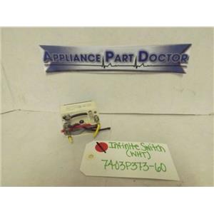 WHIRLPOOL STOVE 7403P373-60 INFINITE SWITCH (WHT) 5.2-6.6A 240V USED