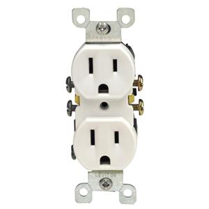 Leviton 5320-SW Residential Grade Outlet WHITE 15A 125V NEMA 5-15R Self Ground