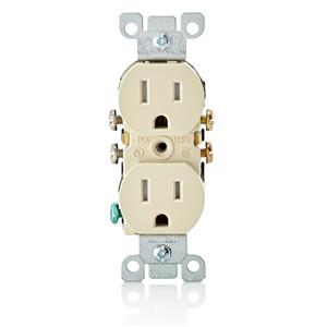 Leviton T5320-I Duplex Outlet IVORY 15A 125V NEMA 5-15R Tamper-Resistant 10 pack