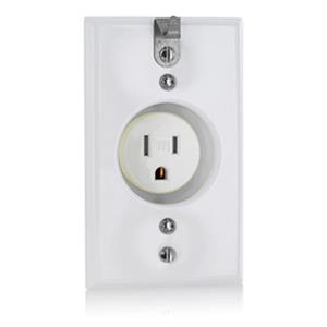 Leviton T5015-CHW Single Receptacle Outlet 15A 125V White NEMA 5-15R Recessed