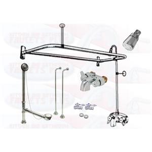 Chrome 3 3 8 Clawfoot Tub Add A Shower Kit With D Ring Curtain