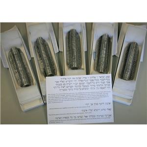 5 pcs Mezuzah Aluminum made in USA Jerusalem non kosher w 10 million Jew names !