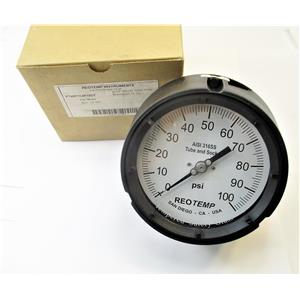 Reotemp PT45P1C4P18DT 0-100PSI 4 1/2" Face Industrial Process Gauge 1/4" NPT New