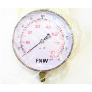 FNW FNWG0200R Pressure Gauge 0-200 PSI 4 1/2" Face 1/4" NPT New