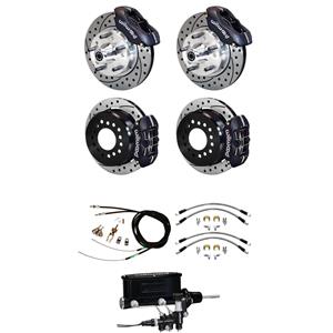 65-69 Mustang Wilwood Manual 4 Wheel Disc Brake Kit 11" Drilled Black Caliper