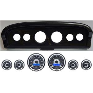 61-66 Ford Truck Carbon Dash Carrier w/ Dakota Digital VHX Universal 6 Gauge