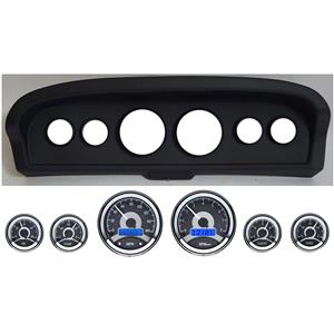 61-66 Ford Truck Black Dash Carrier w/ Dakota Digital VHX Universal 6 Gauge