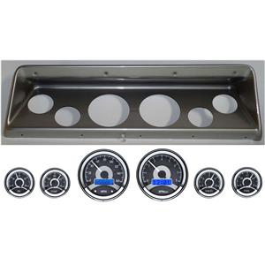 66 67 Nova Silver Dash Carrier Panel w/ Dakota Digital VHX Universal 6 Gauge