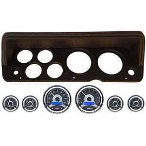 70-76 Mopar A Body Black Dash Carrier w/ Dakota Digital VHX Universal 6 Gauge