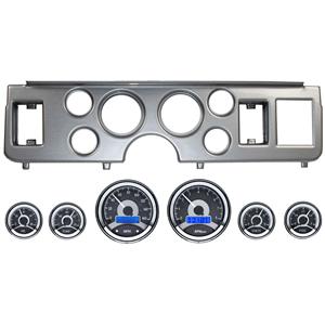 79-86 Mustang Silver Dash Carrier Panel w/ Dakota Digital VHX Universal 6 Gauge