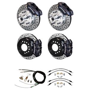 55 56 57 Bel Air Wilwood 4 Wheel Disc Brake Kit 11" Drilled /Black Caliper