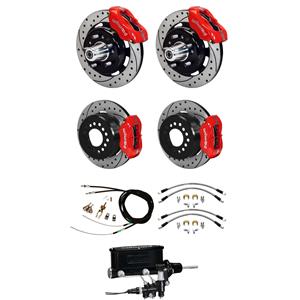 Wilwood 55-57 Bel Air Manual 4 Wheel Disc Brake Kit 12" Plain Rotor Red Caliper