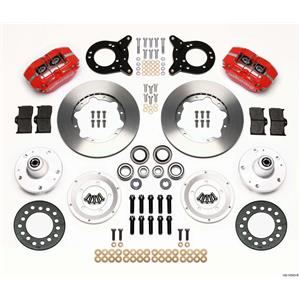 Wilwood 65-69 Mustang Manual 4 Wheel Disc Brake Kit 11" Plain Rotor Red Caliper