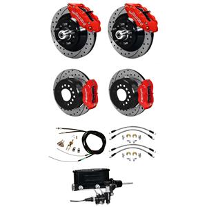 Wilwood 64-72 Chevelle 4 Wheel Disc Big Brake Kit Drilled Rotor Red Caliper