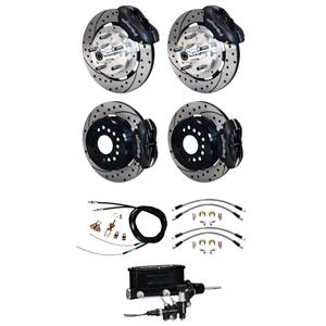 Wilwood 65-69 Mustang Manual 4 Wheel Disc Big Brake Kit 12" Drill Black Caliper