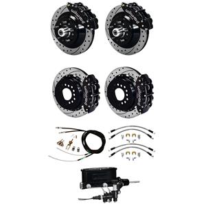 Wilwood 67-69 Camaro Manual 4 Wheel Disc Big Brake Kit Plain Rotor Black Caliper