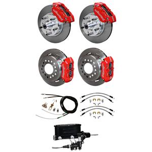 Wilwood 64-74 Chevy A F X Body 4 Wheel Man Disc Brake Kit 11" Plain Red Caliper
