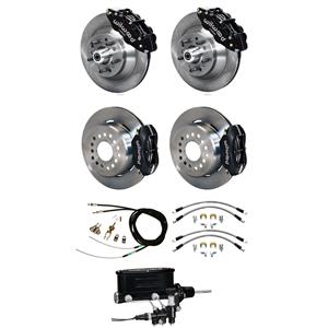 Wilwood 73-77 El Camino 4 Wheel Manual Disc Brake Kit Plain Rotor Black Caliper