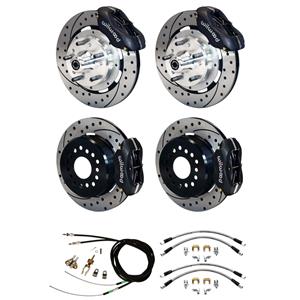 Wilwood 59-64 Impala 4 Wheel Disc Big Brake Kit 12" Drilled Rotor Black Caliper
