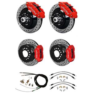 Wilwood 70-78 Camaro 4 Wheel Disc Brake Kit Drilled Rotor Red Caliper
