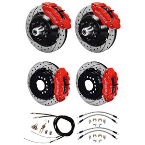 Wilwood 64-72 Chevelle El Co 4 Wheel Disc Big Brake Kit 13" Drilled Red Caliper