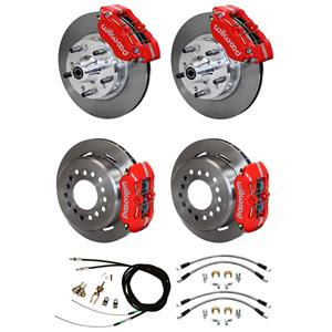 Wilwood 64-74 Chevy A F X Body 4 Wheel Disc Brake Kit 11" Plain Red Caliper