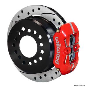 Wilwood Dana 60 8-3/4, 9-3/4 Rear Disc Brake Kit 11" Drilled Rotor Red Caliper