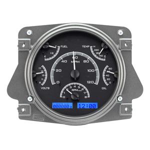 Dakota Digital 66 - 77 Ford Bronco VHX System Analog Dash Gauges Black Alloy Blue VHX-66F-BRO-K-B