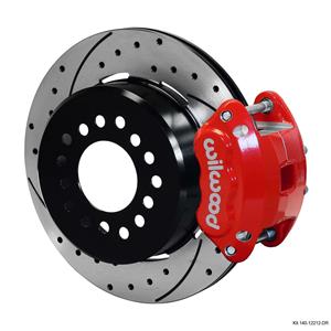 Wilwood Rear Disc Brake Kit Ford 9" Small Bearing w/ 2.50" Offset Drilled Red