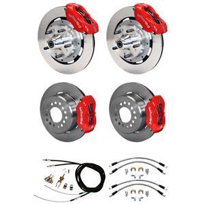 Wilwood 70-73 Mustang 4 Wheel Disc Big Brake Kit 12" Plain Rotor Red Caliper