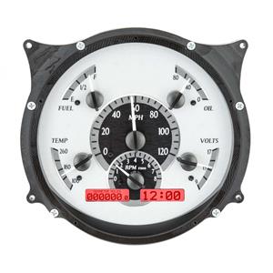 Dakota Digital 61-66 Ford Pickup Truck VHX Analog Dash Gauge System Silver Alloy Red VHX-61F-PU-S-R