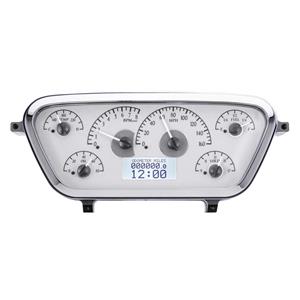 Dakota Digital 1953-55 Ford F100 Analog Gauges Silver Alloy White VHX-53F-PU-S-W