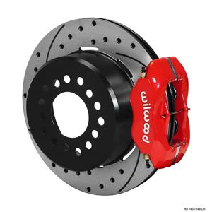 Wilwood 64-74 Chevy 10/12 Bolt Rear Disc Brake Kit  Drilled Red Stagg Caliper