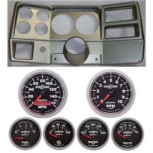 84-87 Chevy Truck Silver Dash Carrier w/Auto Meter Sport Comp II 5" Gauges