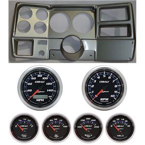 73-83 GM Truck Silver Dash Carrier w/Auto Meter Cobalt 5" Gauges