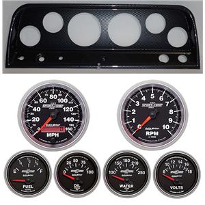 64 Chevy Truck Carbon Dash Carrier w/Auto Meter Sport Comp II Gauges