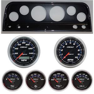64 Chevy Truck Carbon Dash Carrier w/Auto Meter Cobalt Gauges