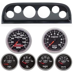 60-63 Chevy Truck Carbon Dash Carrier w/Auto Meter Sport Comp II Gauges